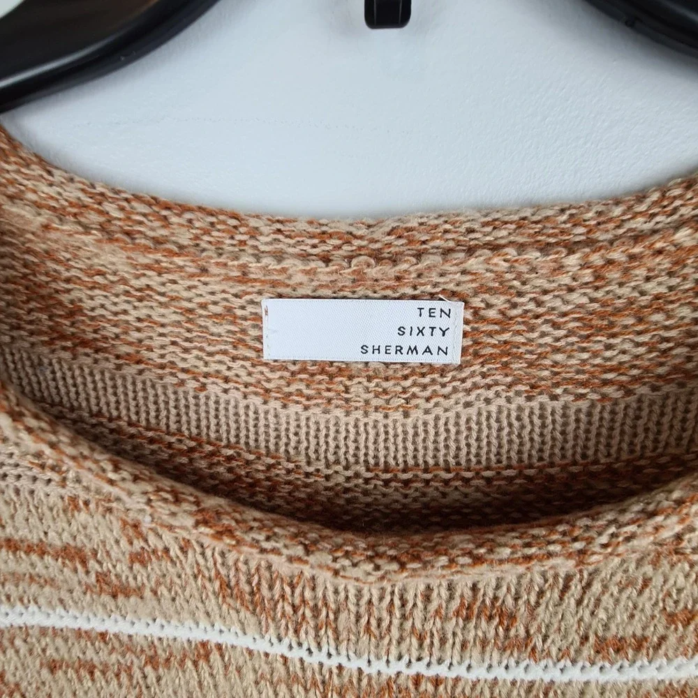 Ten Sixty Sherman Sweater‎ Dress Knit Long Bell Sleeve Crew Neck S/M Striped
